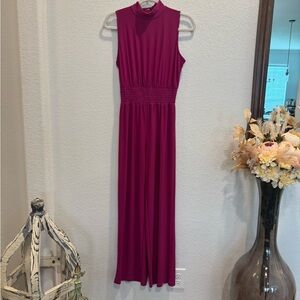 Red Sleeveless Mock Neck Jumpsuit for Cocktail